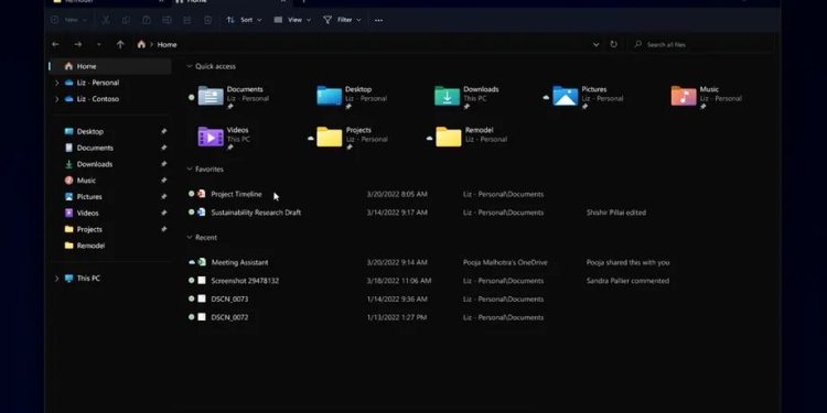 El renovado Explorador de Archivos de Windows 11 tiene pestañas, favoritos y una nueva página de inicio