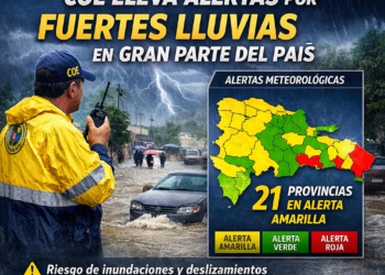 COE eleva alertas por fuertes lluvias en gran parte del país